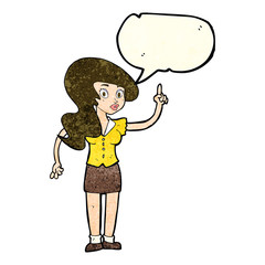 cartoon pretty woman with idea with speech bubble