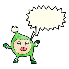 cartoon funny christmas creature with speech bubble