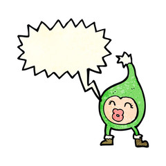 cartoon funny christmas creature with speech bubble