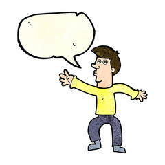 cartoon reaching man with speech bubble
