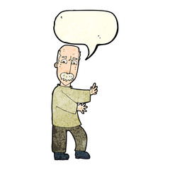 cartoon angry old man with speech bubble