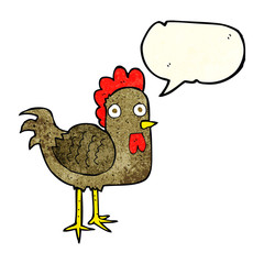 cartoon chicken with speech bubble
