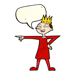 cartoon pointing prince with speech bubble
