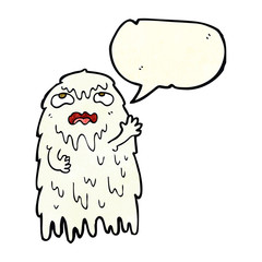 gross cartoon ghost with speech bubble