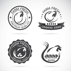 Set of vector an chicken and eggs label on white background