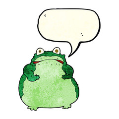 cartoon fat frog with speech bubble