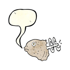 cartoon fish head with speech bubble