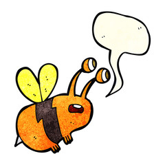 cartoon frightened bee with speech bubble
