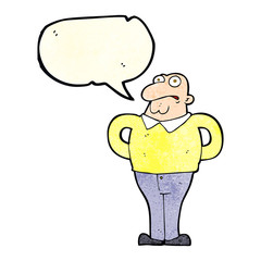 cartoon worried man with speech bubble