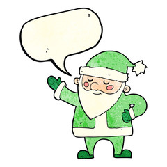 cartoon santa claus with speech bubble