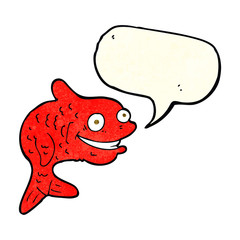 cartoon happy fish with speech bubble