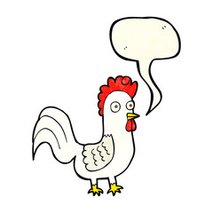 cartoon rooster with speech bubble