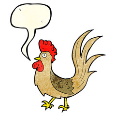 cartoon cockerel with speech bubble