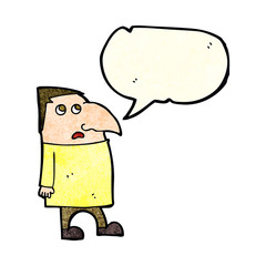 cartoon worried man with speech bubble