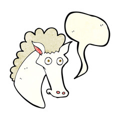 cartoon horse head with speech bubble
