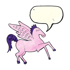 cartoon pegasus with speech bubble