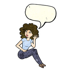 cartoon woman listening with speech bubble