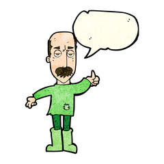 cartoon annoyed old man with speech bubble