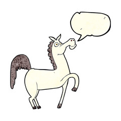 funny cartoon horse with speech bubble