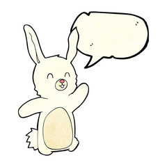 cartoon happy rabbit with speech bubble