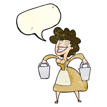 recommend clip art: cartoon milkmaid carrying buckets with speech bubble