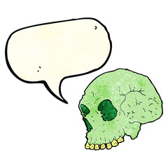 cartoon spooky skull with speech bubble