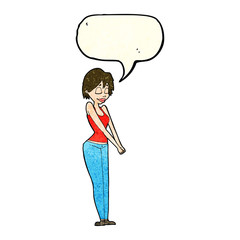 cartoon content woman with speech bubble