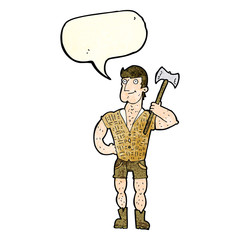 cartoon lumberjack with speech bubble
