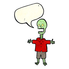 cartoon skeleton with speech bubble