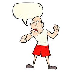 cartoon violent man with speech bubble