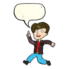 cartoon man with great idea with speech bubble