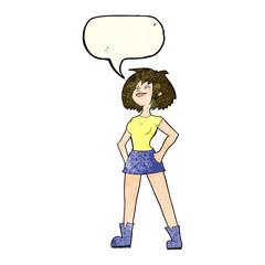 cartoon capable woman with speech bubble