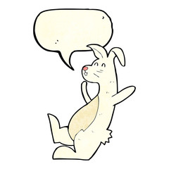 cartoon white rabbit with speech bubble