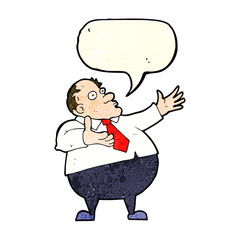 cartoon exasperated middle aged man with speech bubble