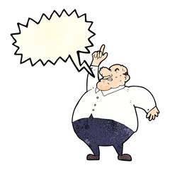 cartoon big fat boss with speech bubble