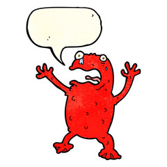 cartoon poisonous frog with speech bubble