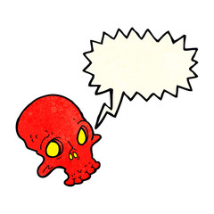 cartoon spooky skull with speech bubble