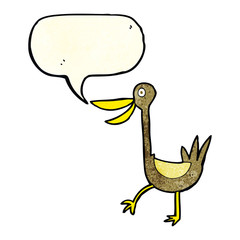 funny cartoon duck with speech bubble