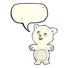 cartoon happy little polar bear with speech bubble