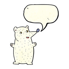 funny cartoon polar bear with speech bubble
