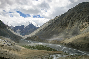 Deep and remote valley in the Karakoram Highway in China far west, just before the border with Pakistan