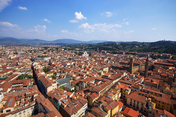 Panoramic Aerial view from the top of Florence cathedral in Flor