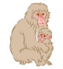 Naklejka premium Year of the Monkey Clip Art -Mother hugging Child
