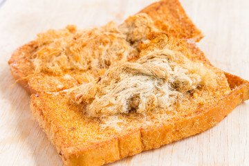  Dried shredded pork with Chillies sauce on Bread