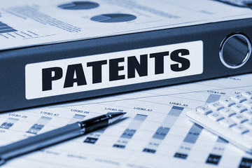 patents concept on document folder