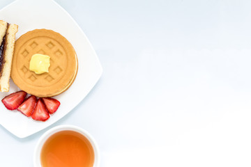 Obraz na płótnie Canvas Waffle on White Background / Waffle for Coffee Break