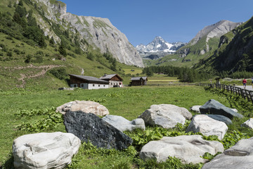 Fototapeta na wymiar Der schönste Talschluß von Osttirol - Kals - Blick vom Lucknerhaus zum Großglockner