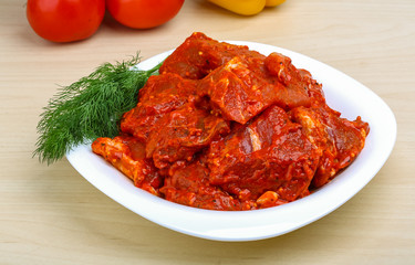 Fototapeta premium Raw marinated meat for bbq