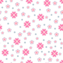 Web flowers pink  seamless рattern  vector