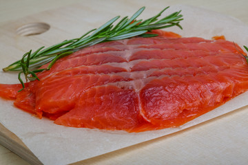 Sliced salmon